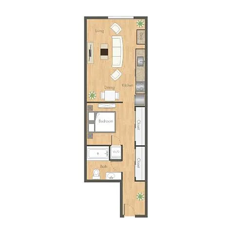 Floor plan Urban One Bedroom B6