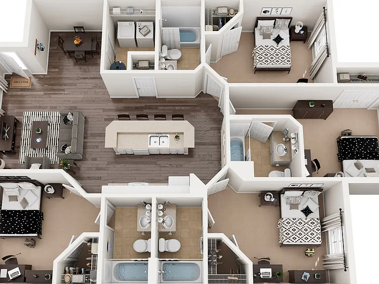D2 Floor Plan | The Quarters | Lafayette University Apartments for Rent D2 Floor Plan | The Quarters | Lafayette University Apartments for Rent
