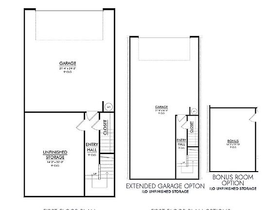 Flexible Garage Level with Storage Room, Extended Garage, or Bonus Room Options