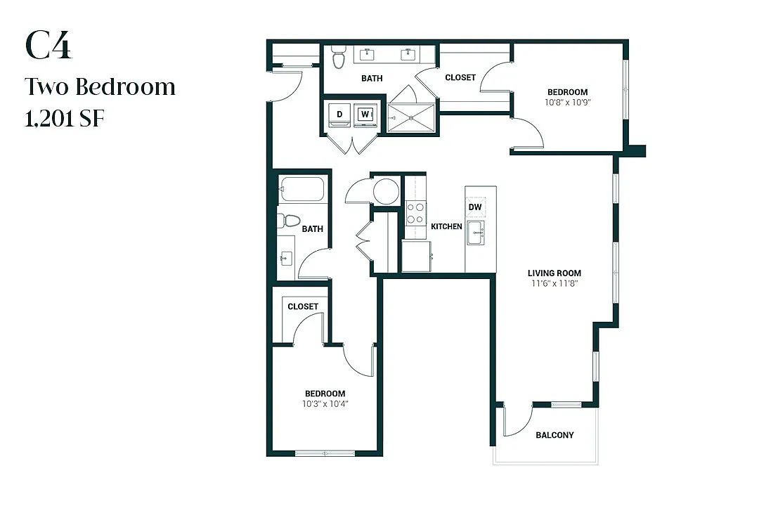 Floor plan Two Bedroom C4