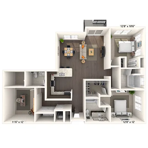 Floor plan Traditional 2x2.5 1501-1521 SF