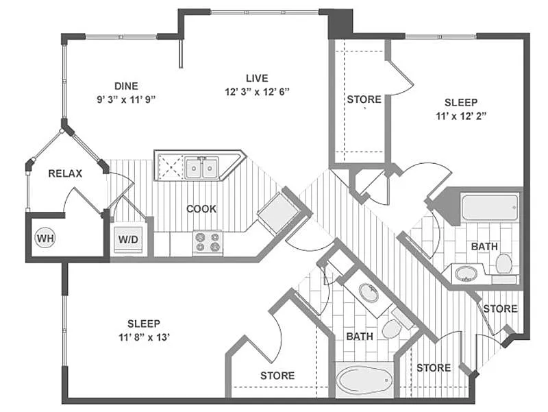 Floor plan 2X2-1116