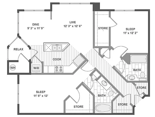 Floor plan 2X2-1116