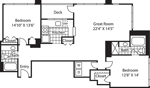 Floor plan 2 Bed SE Penthouse City