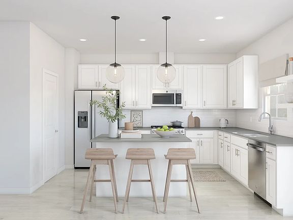Kitchen with floating shelves