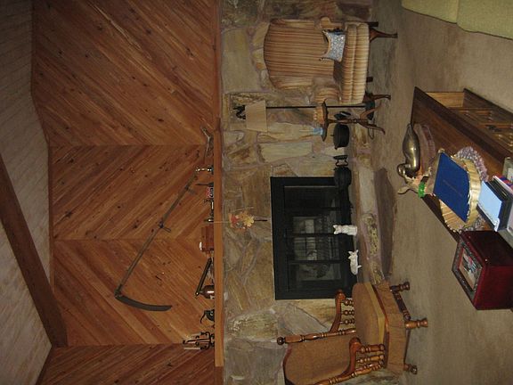 Lovely wood walls / fireplace