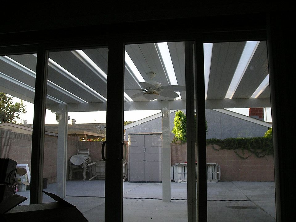 View from living room to backyard.