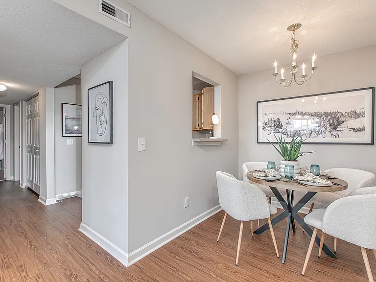 Dining Room + Hardwood Style Flooring