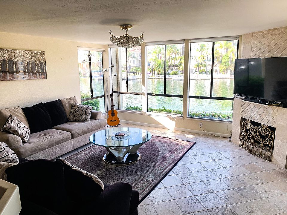 living room with lake front view