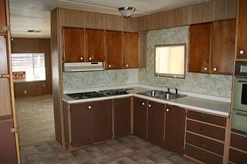 $515 per month Ridgecrest CA Mobile Home For Sale 1 bedroom 1 bath kitchen Rent To Own