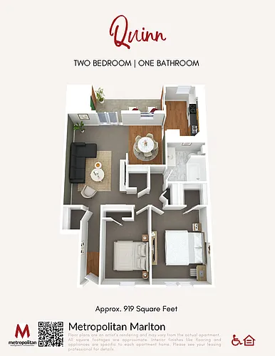 Floor plan Quinn 2 Bedroom Floorplan