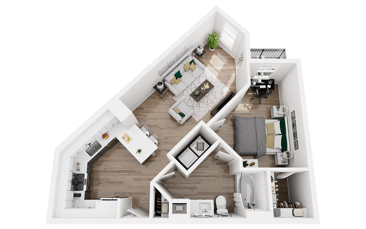 Floor plan 1A8R - Phase 1 Renovated