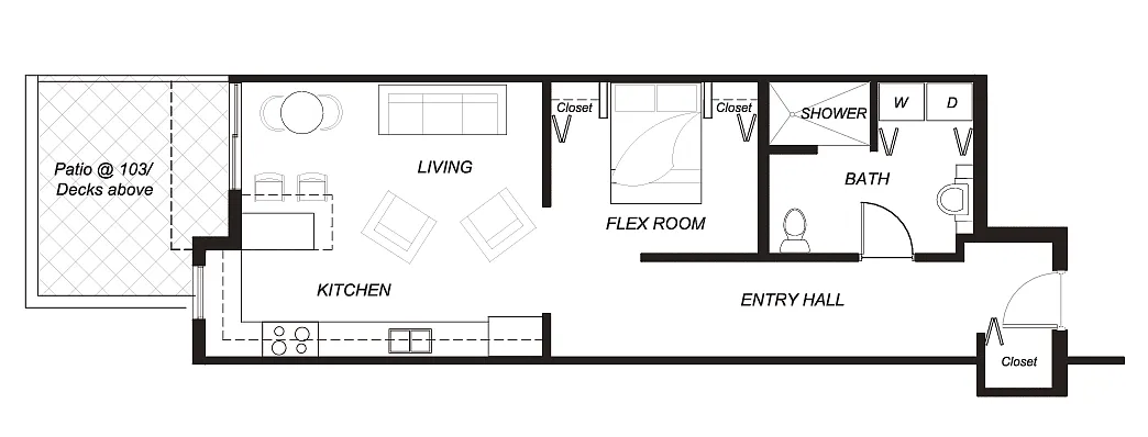 Floor plan Open Studio Private Patio