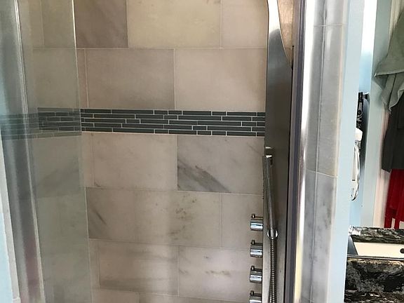 Master marble shower with luxury shower
