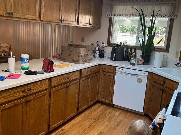 Kitchen with window to back yard
