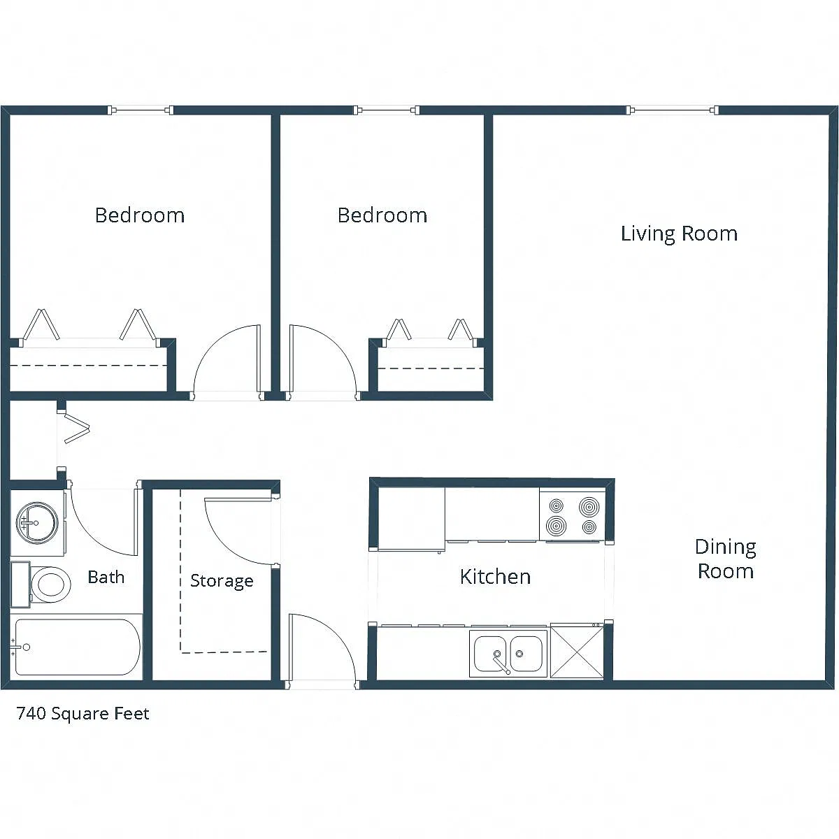Floor plan Two Bedroom 21A
