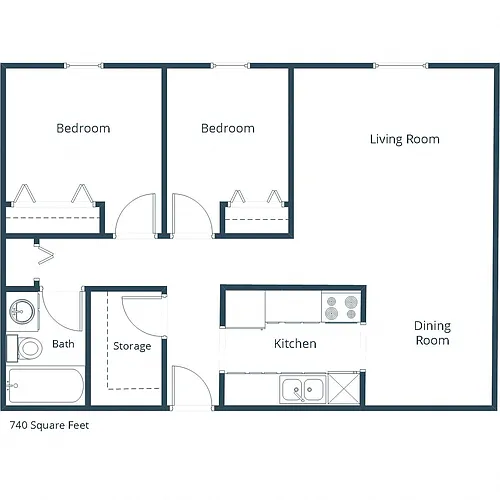 Floor plan Two Bedroom 21A