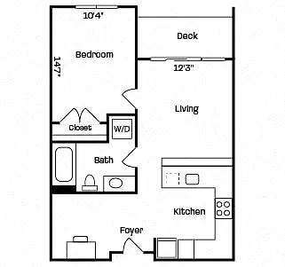 Floor plan 1BD, 1BTH A