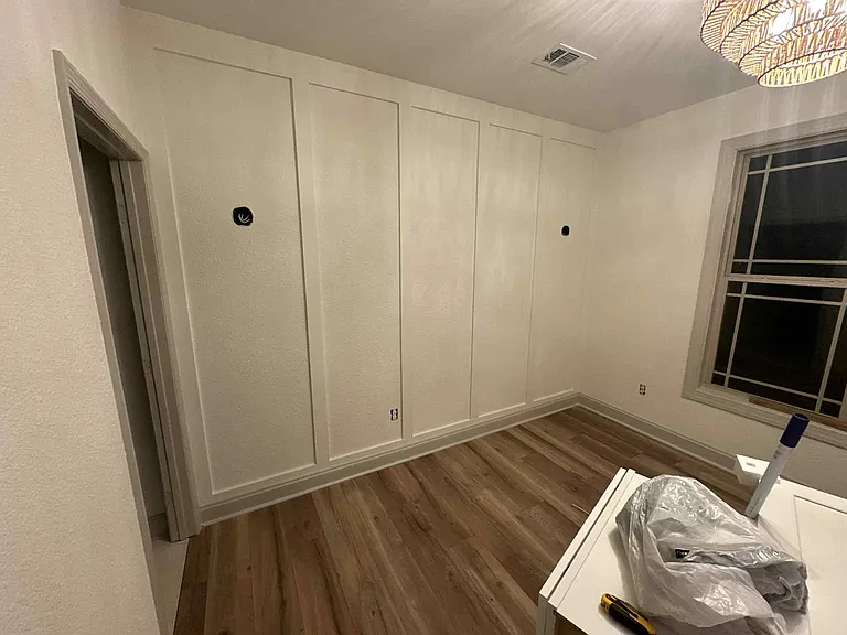 Master Bedroom with HUGE walk in closet. Wall scones will be installed on the accent wall.