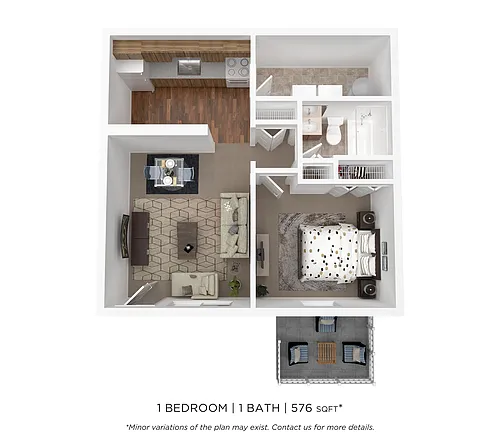 Floor plan One Bed One Bath Standard