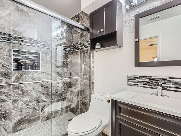 Attached primary bathroom