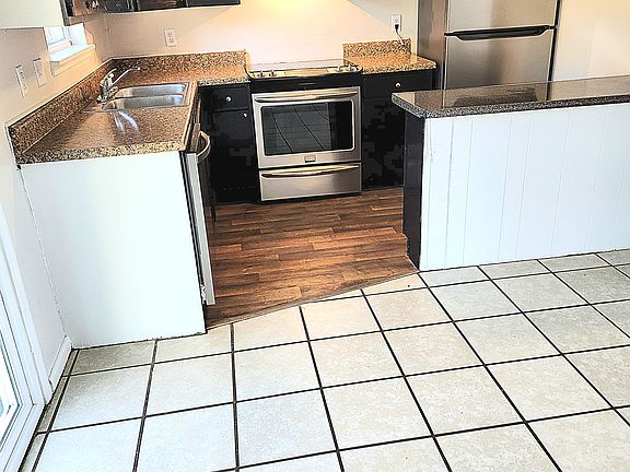 View of kitchen from dining area