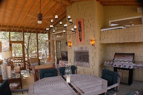 Screened Porch with Fireplace and Gas Grill