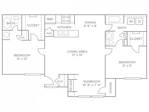 Floor plan Two Bedroom Luxury
