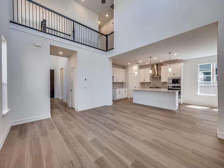Spacious living area with high ceilings