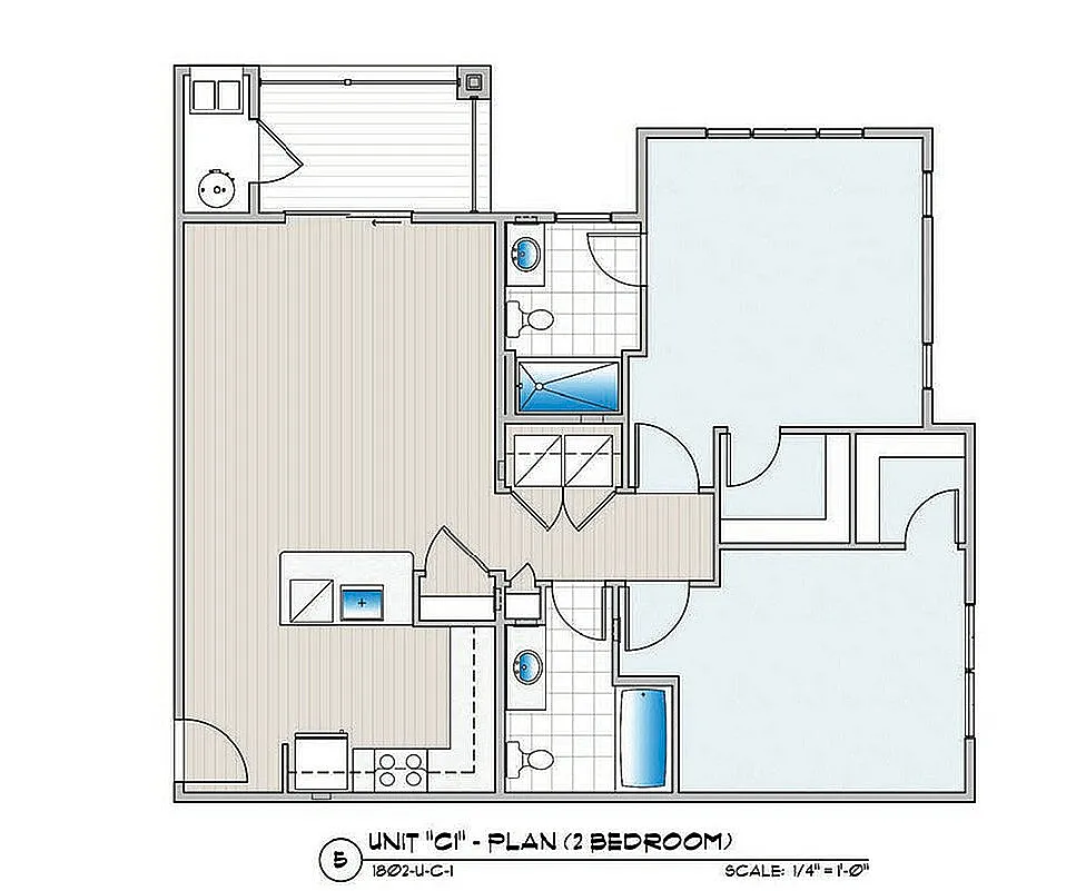 Floor plan 2 Bedroom 2 Bath 1st Fl. ADA Type A