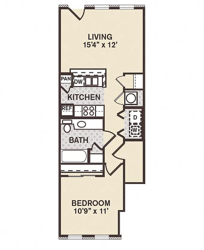 Floor plan 1B1B Rush Street -Renovated