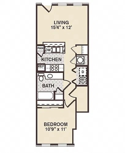 Floor plan 1B1B Rush Street -Renovated