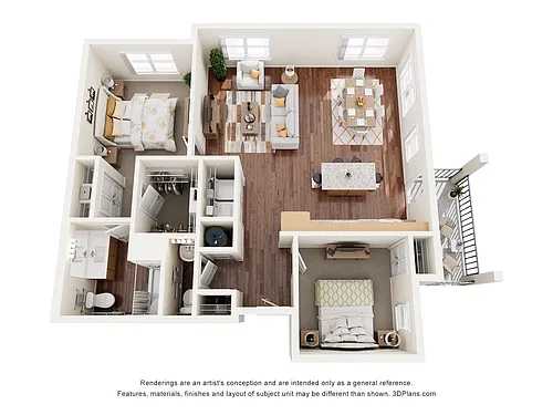 Floor plan Two Bedroom 2D