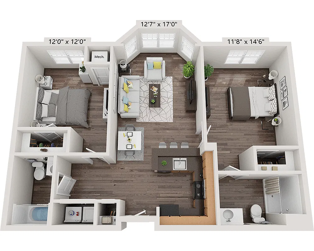 Floor plan Two Bedroom B2B