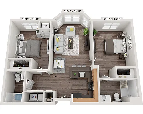 Floor plan Two Bedroom B2B