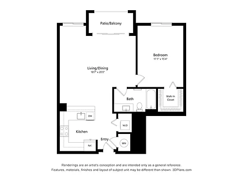 Floor plan 1 Bed / 1 Bath