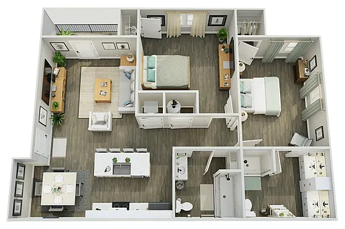 Floor plan 2 Bedroom, 2 Bathroom