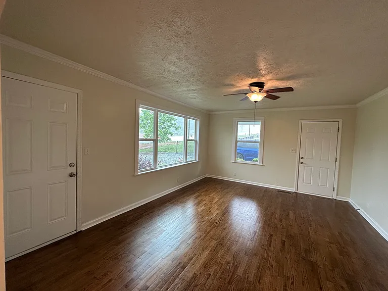 Living room with two exterior doors