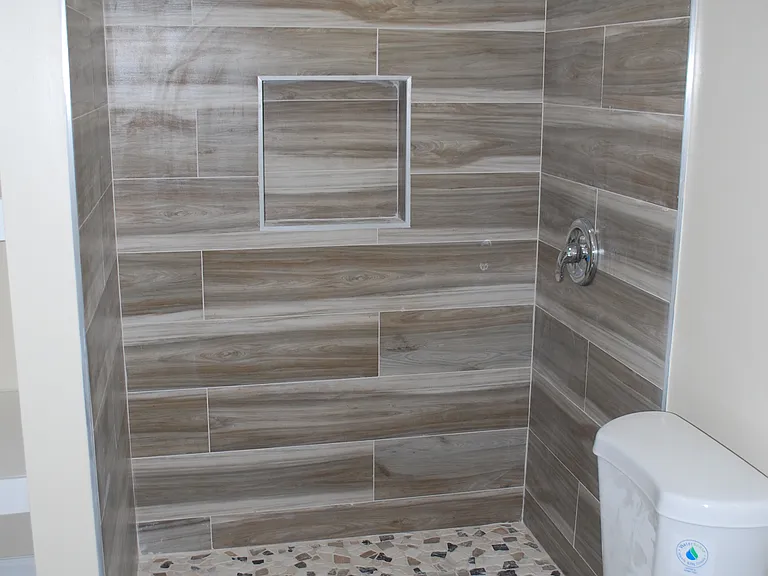 Master bath, walk in shower enclosure.