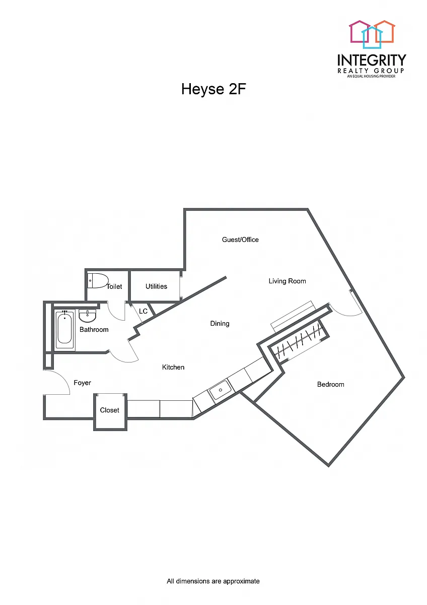 Floor plan 1 Bedroom 1 Bath Type C