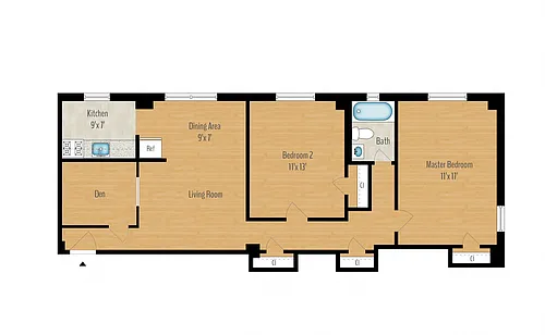 Floor plan 2 Bedroom + Den