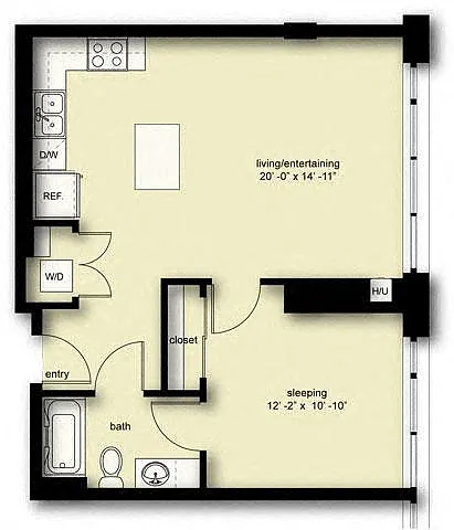 Floor plan Nolo 1 Bed 1 Bath B3