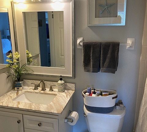 Guest bathroom with shower plus tub