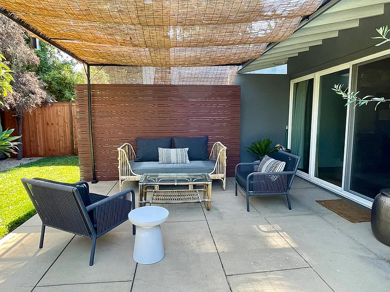 Outdoor patio poolside oasis private from ADU