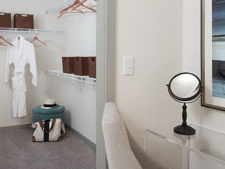 Spacious walk-in closets