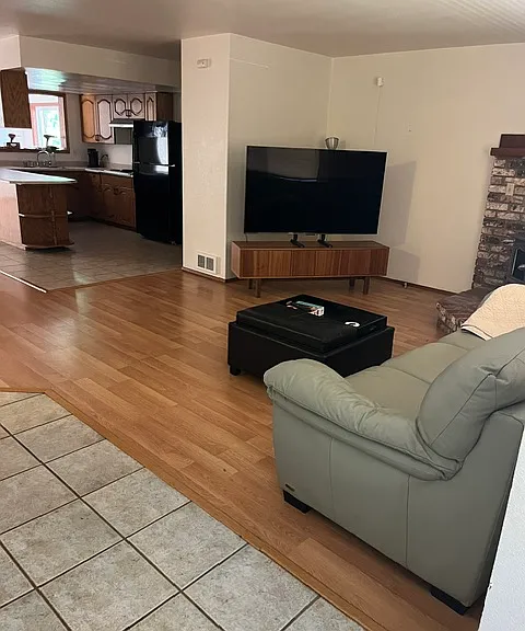 Living Room with Fireplace on right