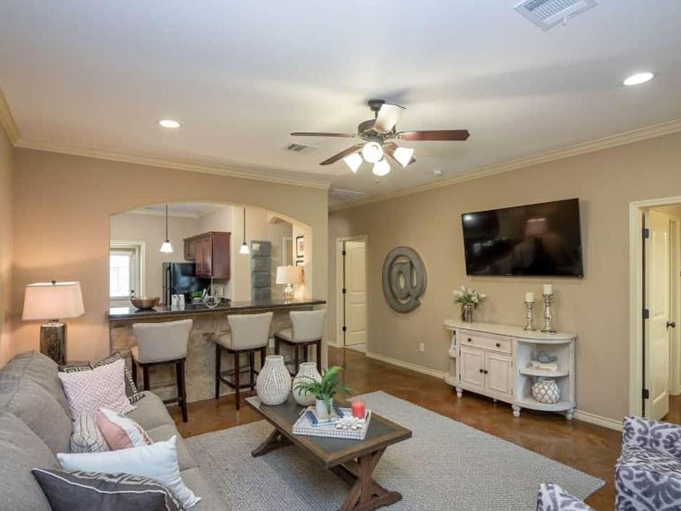 Shown with furniture