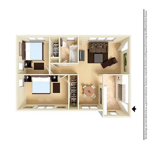 Floor plan 2 Bedroom/1 Bathroom