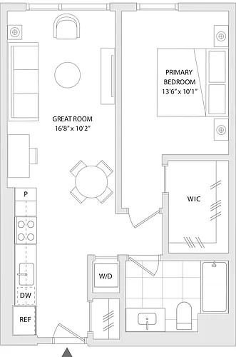Floor plan 1 BR W