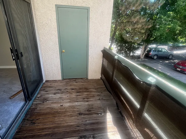 Balcony with spacious storage closet